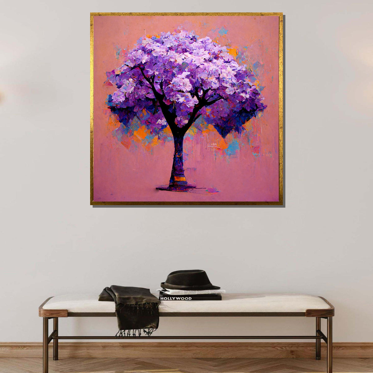 Vibrant Purple Tree Art, Abstract Floral Tree Canvas, Colorful Nature Wall Decor, Bright Impressionist Tree Print, Ready to Hang