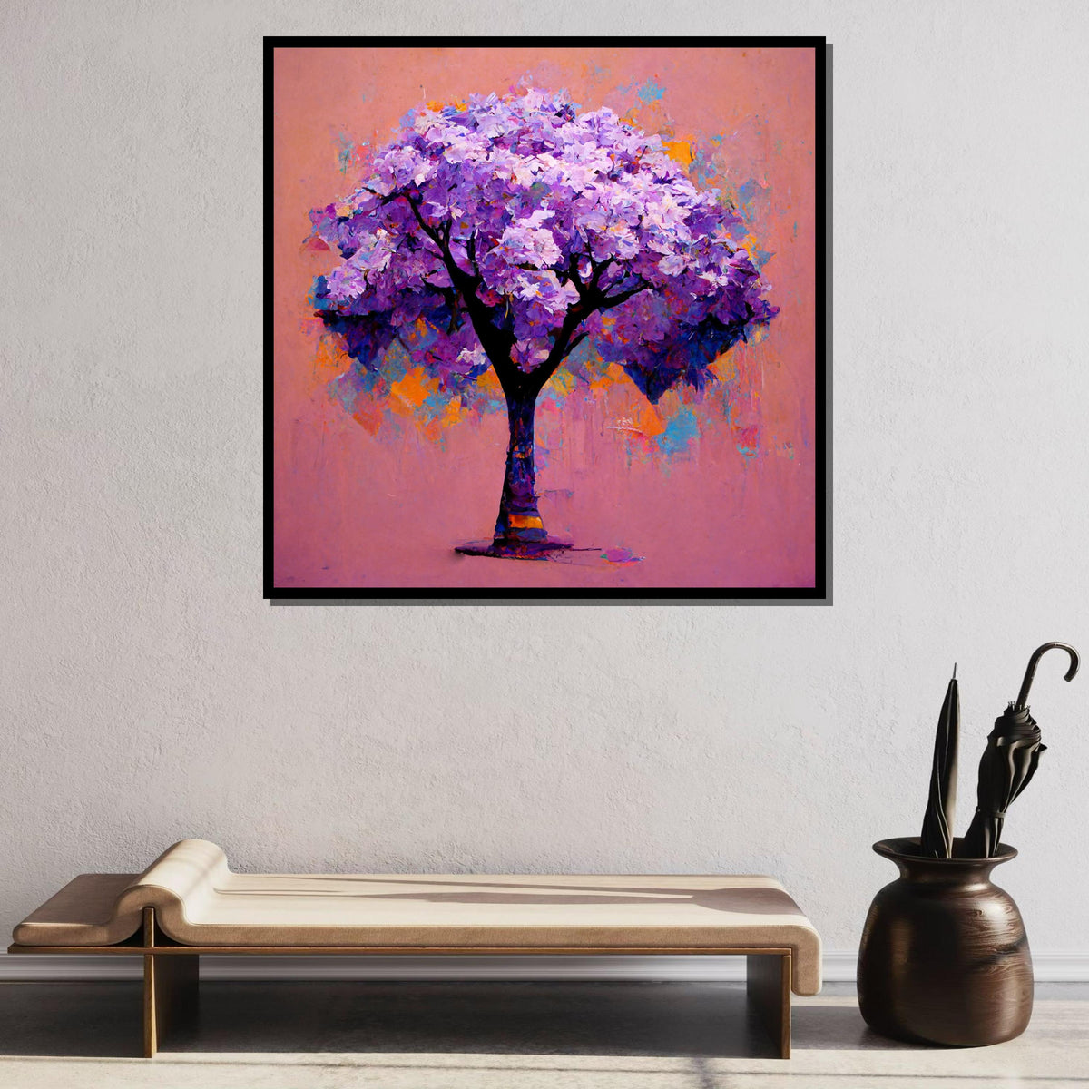 Vibrant Purple Tree Art, Abstract Floral Tree Canvas, Colorful Nature Wall Decor, Bright Impressionist Tree Print, Ready to Hang