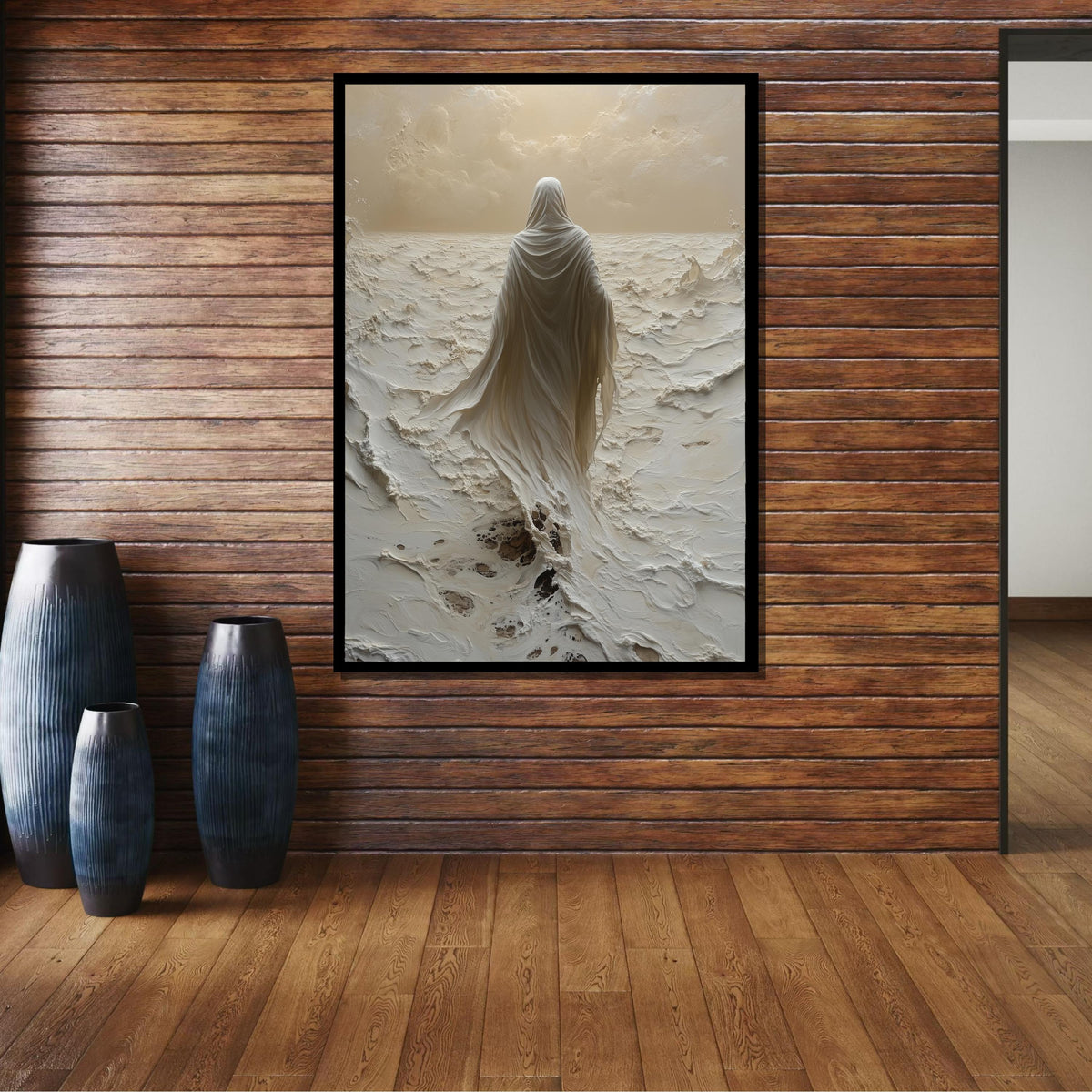 Divine Walk Canvas Art, Jesus in Ethereal Desert, Spiritual Journey Wall Art, Sacred Minimalist Decor,Christian Wall Art, Ready to Hang