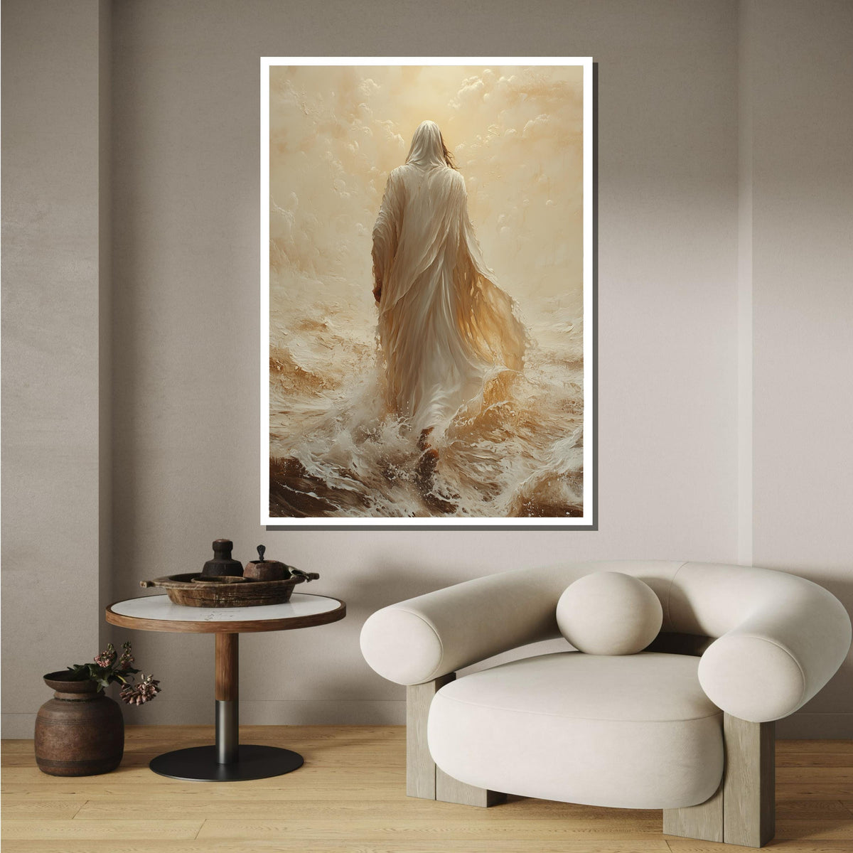 Path to Salvation Canvas Art, Jesus Walking Towards the Cross, Spiritual Journey Wall Decor, Inspirational Christian Artwork, Ready to Hang