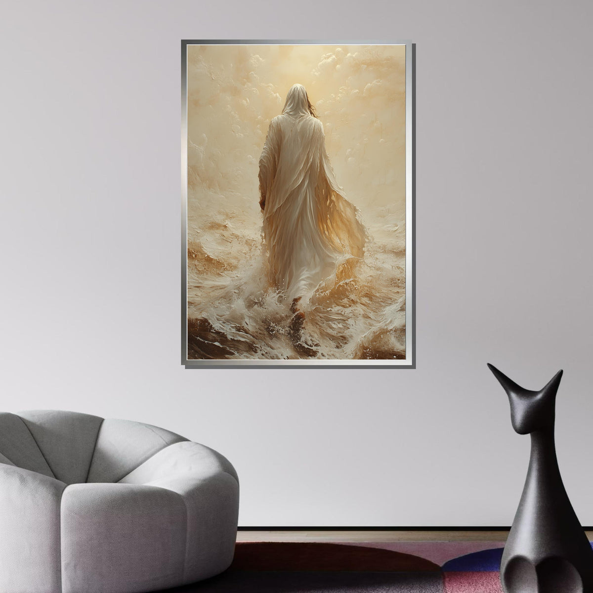 Path to Salvation Canvas Art, Jesus Walking Towards the Cross, Spiritual Journey Wall Decor, Inspirational Christian Artwork, Ready to Hang