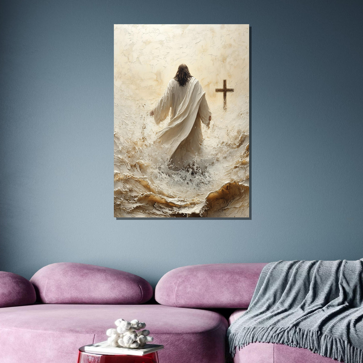 Path to Salvation Canvas Art, Jesus Walking Towards the Cross, Spiritual Journey Wall Decor, Inspirational Christian Artwork, Ready to Hang
