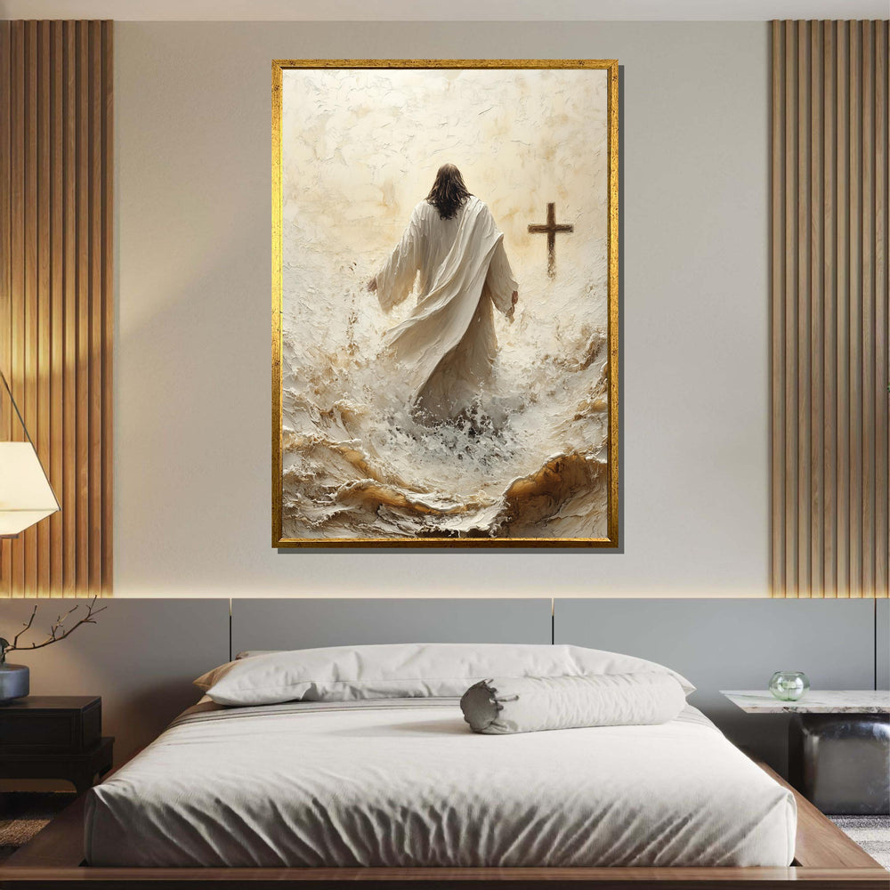 Path to Salvation Canvas Art, Jesus Walking Towards the Cross, Spiritual Journey Wall Decor, Inspirational Christian Artwork, Ready to Hang