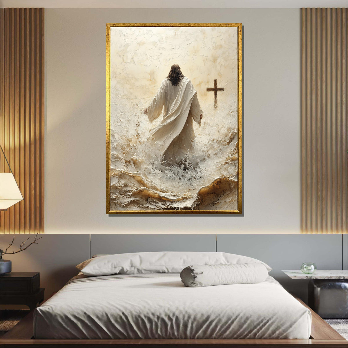 Path to Salvation Canvas Art, Jesus Walking Towards the Cross, Spiritual Journey Wall Decor, Inspirational Christian Artwork, Ready to Hang
