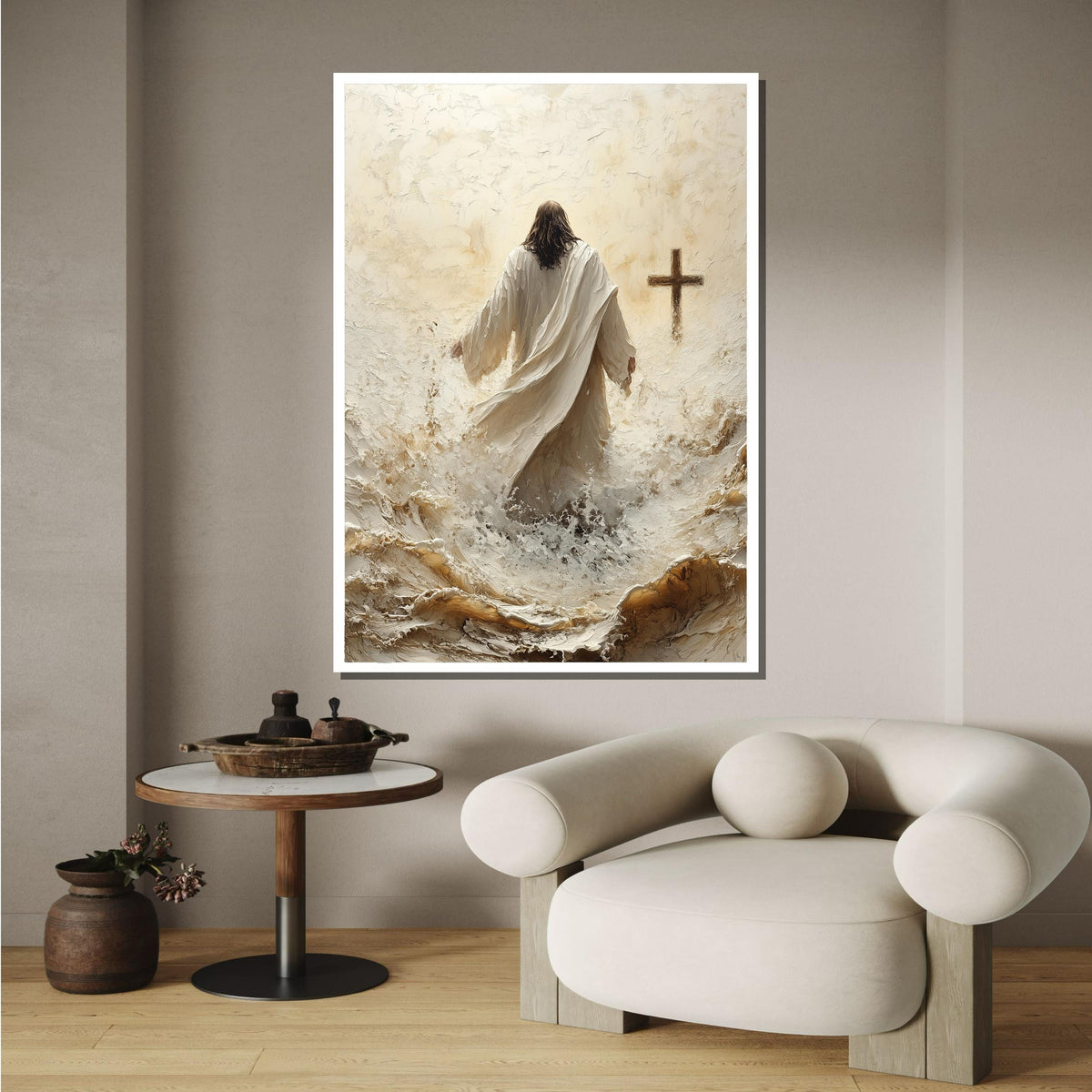 Path to Salvation Canvas Art, Jesus Walking Towards the Cross, Spiritual Journey Wall Decor, Inspirational Christian Artwork, Ready to Hang