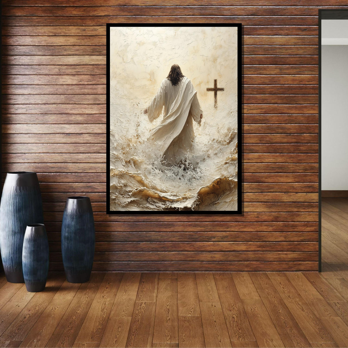 Path to Salvation Canvas Art, Jesus Walking Towards the Cross, Spiritual Journey Wall Decor, Inspirational Christian Artwork, Ready to Hang