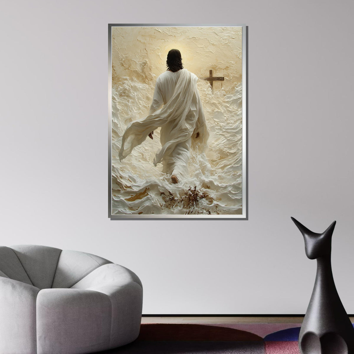 Path to Salvation Canvas Art, Jesus Walking Towards the Cross, Spiritual Journey Wall Decor, Inspirational Christian Artwork, Ready to Hang