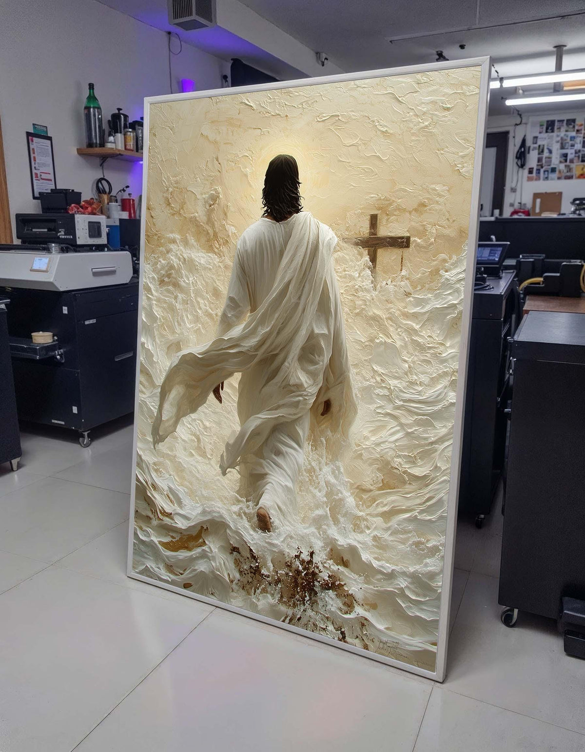 Path to Salvation Canvas Art, Jesus Walking Towards the Cross, Spiritual Journey Wall Decor, Inspirational Christian Artwork, Ready to Hang