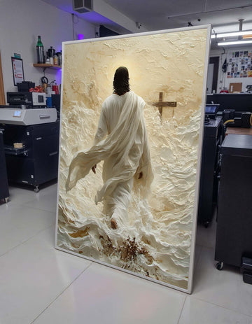 Path to Salvation Canvas Art, Jesus Walking Towards the Cross, Spiritual Journey Wall Decor, Inspirational Christian Artwork, Ready to Hang