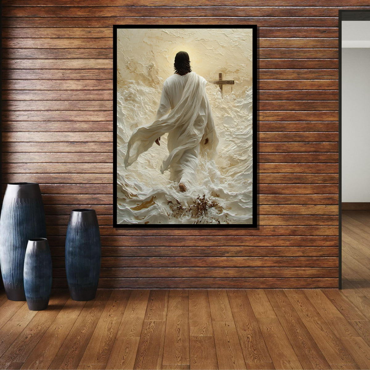 Path to Salvation Canvas Art, Jesus Walking Towards the Cross, Spiritual Journey Wall Decor, Inspirational Christian Artwork, Ready to Hang