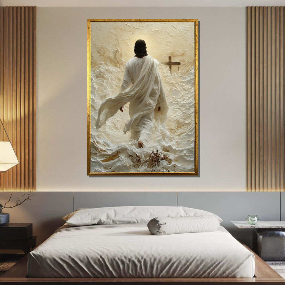 Path to Salvation Canvas Art, Jesus Walking Towards the Cross, Spiritual Journey Wall Decor, Inspirational Christian Artwork, Ready to Hang
