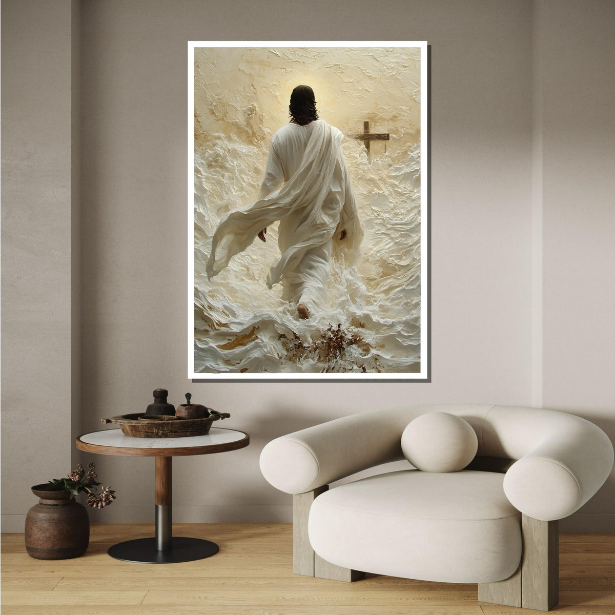 Path to Salvation Canvas Art, Jesus Walking Towards the Cross, Spiritual Journey Wall Decor, Inspirational Christian Artwork, Ready to Hang