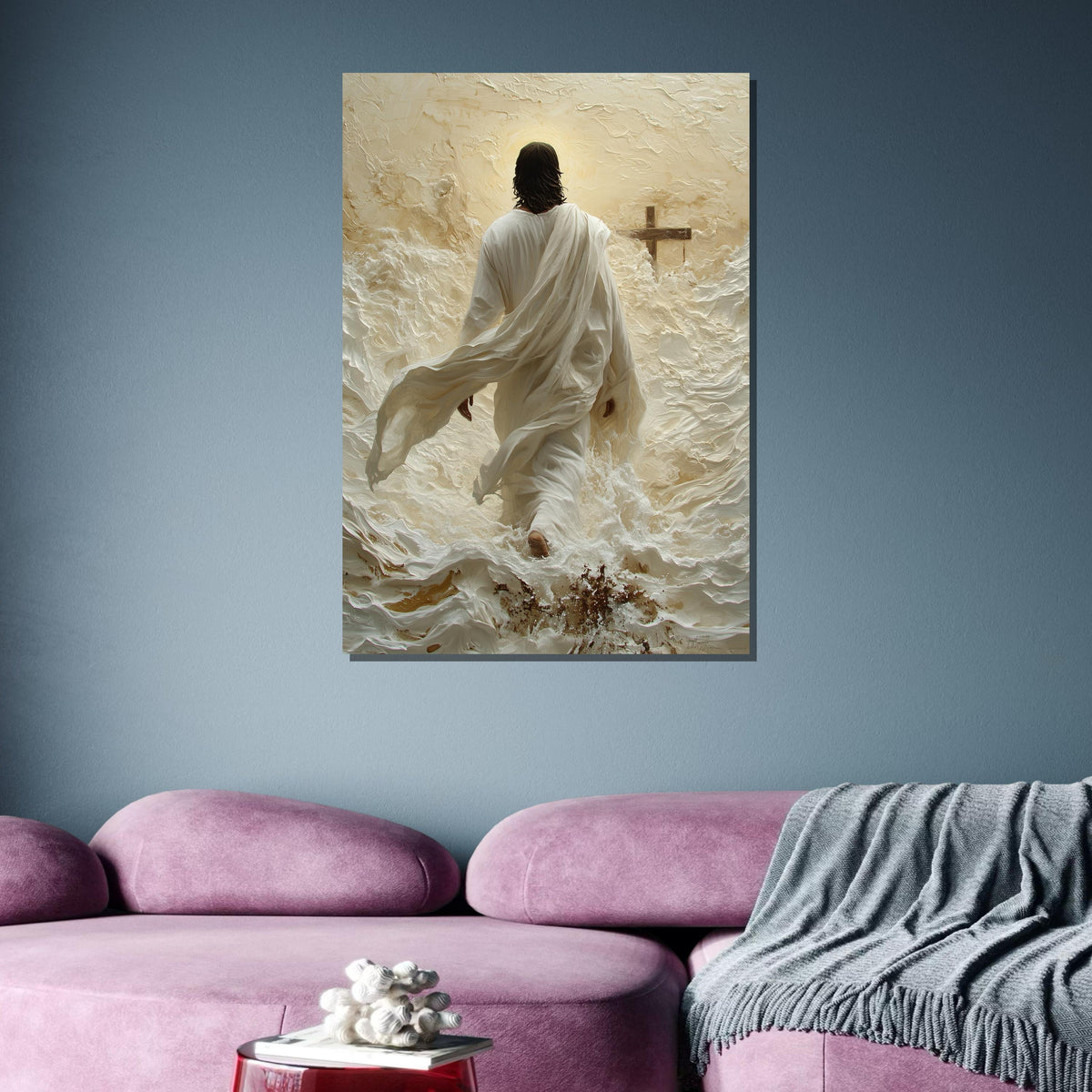Path to Salvation Canvas Art, Jesus Walking Towards the Cross, Spiritual Journey Wall Decor, Inspirational Christian Artwork, Ready to Hang