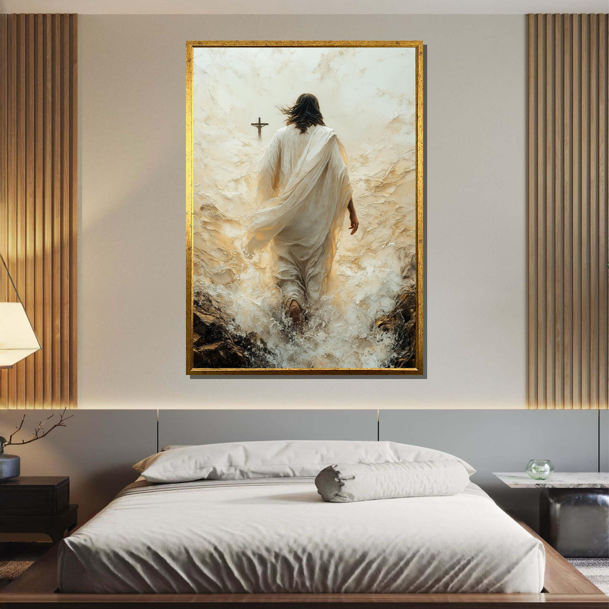 Path to Salvation Canvas Art, Jesus Walking Towards the Cross, Spiritual Journey Wall Decor, Inspirational Christian Artwork, Ready to Hang