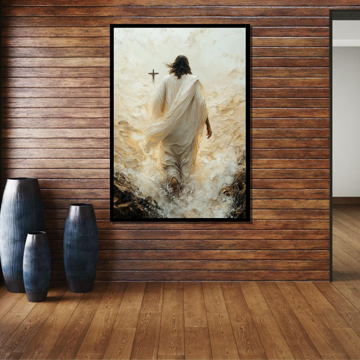 Path to Salvation Canvas Art, Jesus Walking Towards the Cross, Spiritual Journey Wall Decor, Inspirational Christian Artwork, Ready to Hang