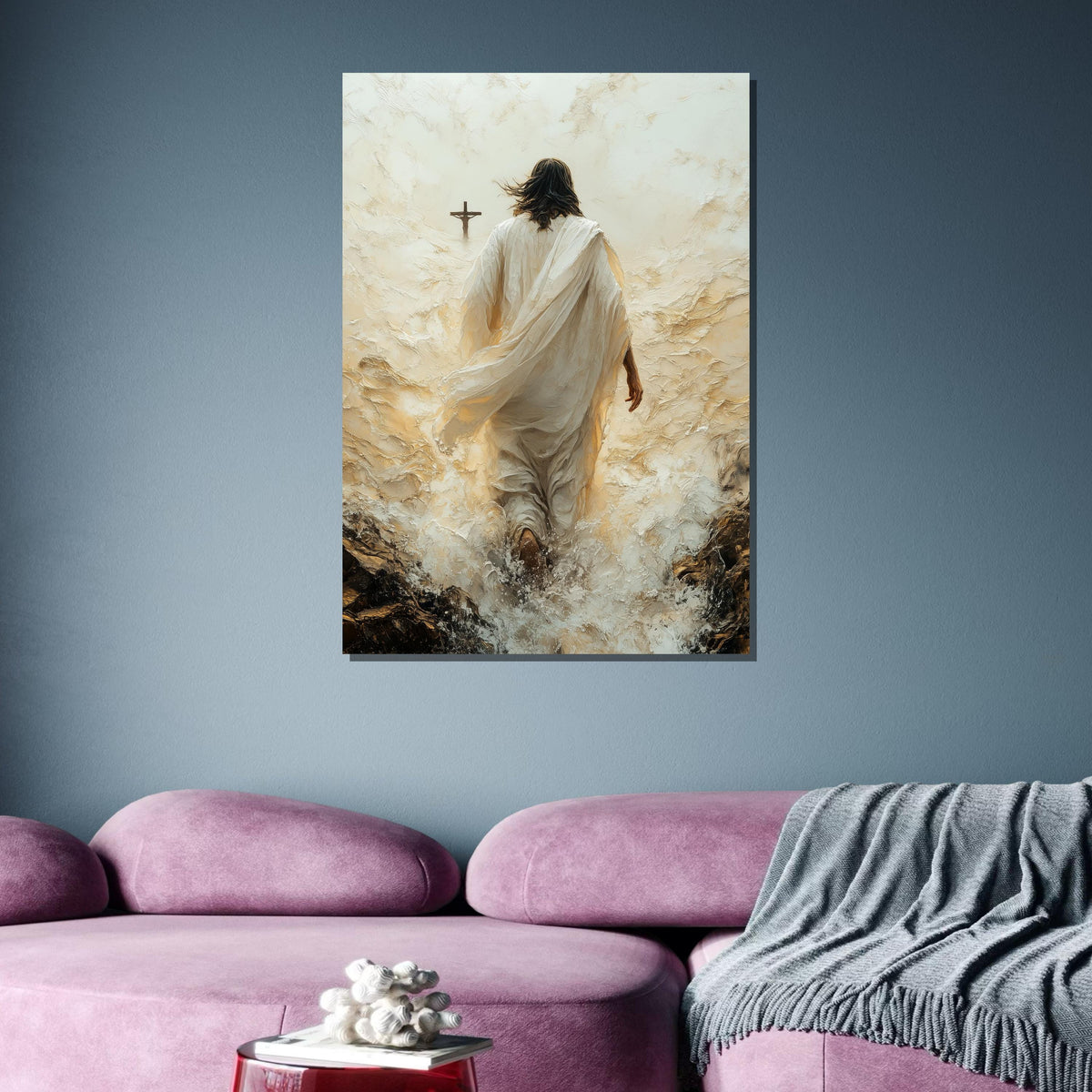 Path to Salvation Canvas Art, Jesus Walking Towards the Cross, Spiritual Journey Wall Decor, Inspirational Christian Artwork, Ready to Hang