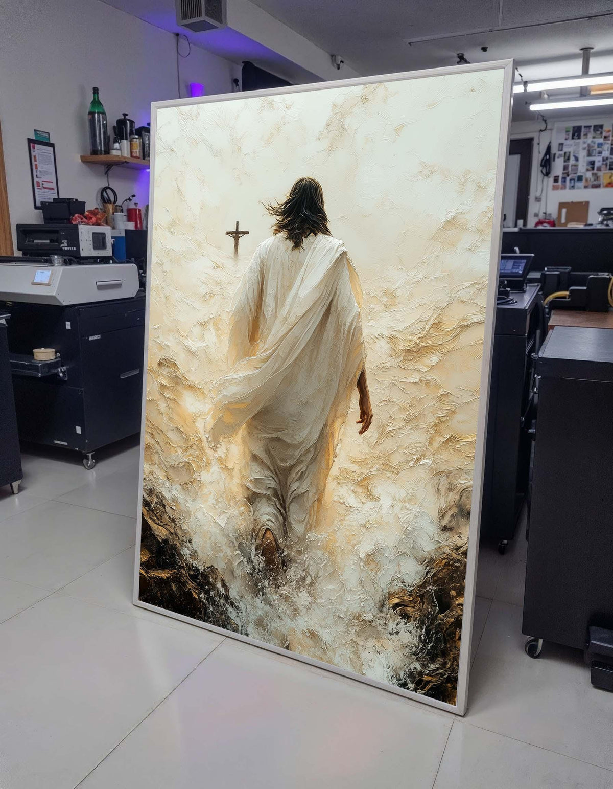 Path to Salvation Canvas Art, Jesus Walking Towards the Cross, Spiritual Journey Wall Decor, Inspirational Christian Artwork, Ready to Hang