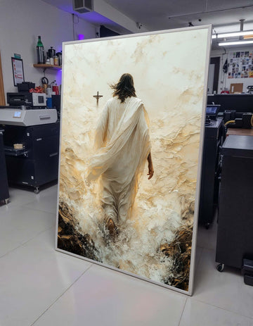 Path to Salvation Canvas Art, Jesus Walking Towards the Cross, Spiritual Journey Wall Decor, Inspirational Christian Artwork, Ready to Hang
