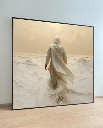 Divine Journey Canvas Art, Jesus Walking in Light, Christian Faith Wall Decor, Spiritual Serenity Artwork, Ready to Hang, Large Wall Art