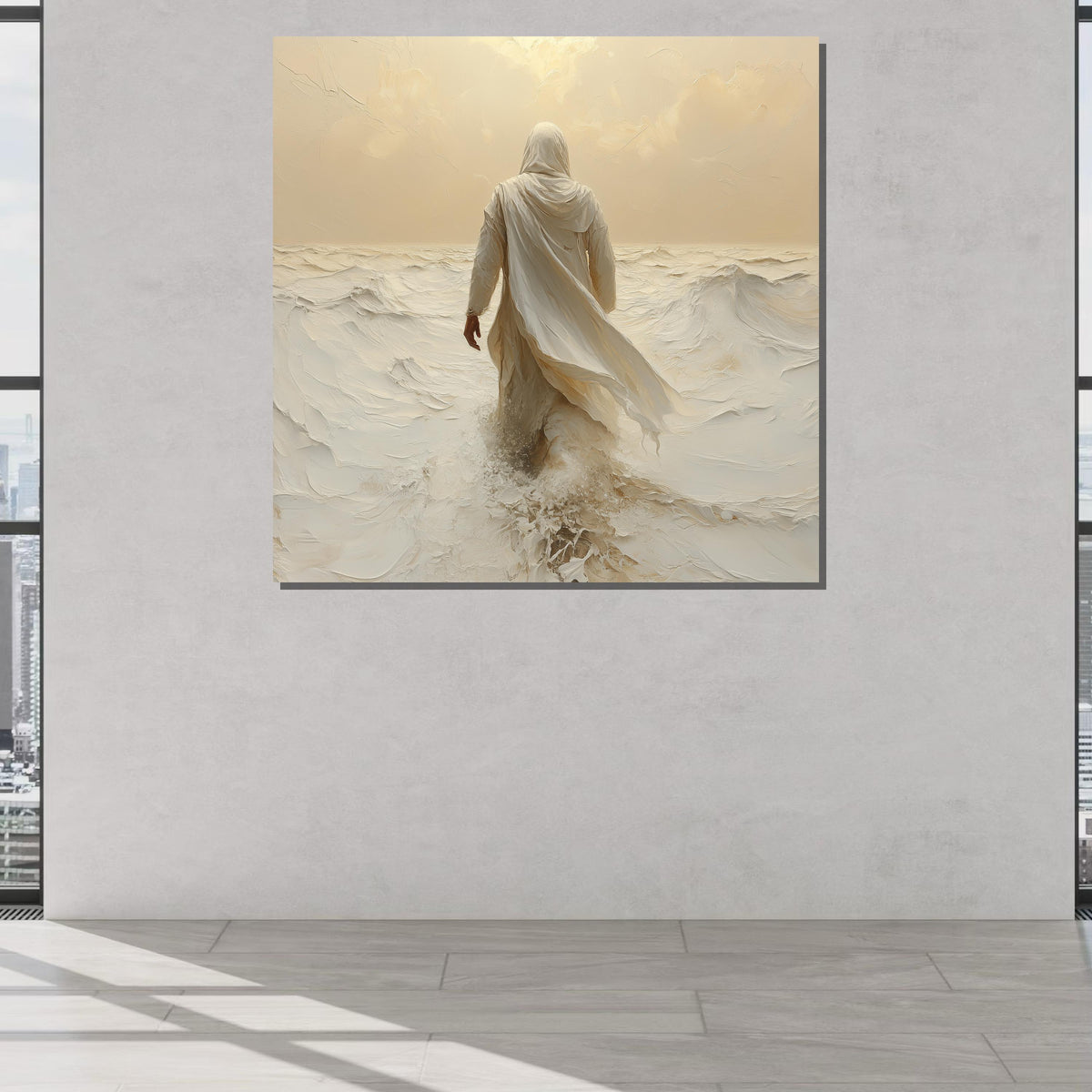 Divine Journey Canvas Art, Jesus Walking in Light, Christian Faith Wall Decor, Spiritual Serenity Artwork, Ready to Hang, Large Wall Art