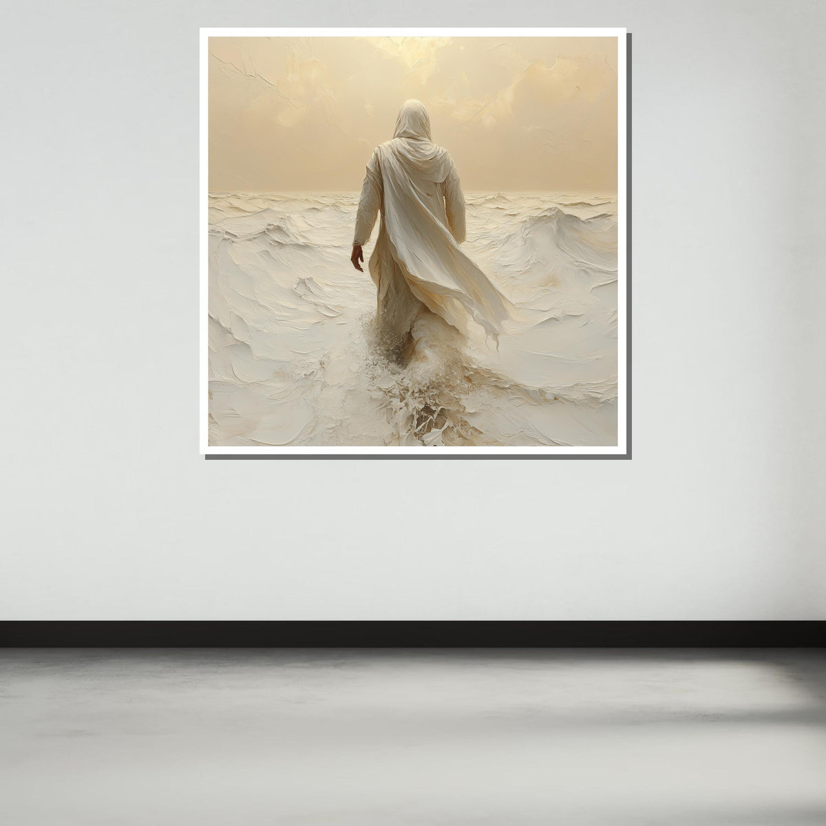 Divine Journey Canvas Art, Jesus Walking in Light, Christian Faith Wall Decor, Spiritual Serenity Artwork, Ready to Hang, Large Wall Art