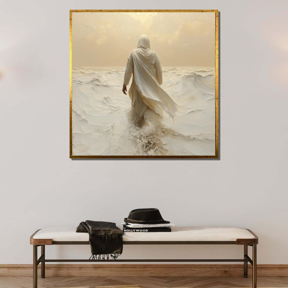 Divine Journey Canvas Art, Jesus Walking in Light, Christian Faith Wall Decor, Spiritual Serenity Artwork, Ready to Hang, Large Wall Art