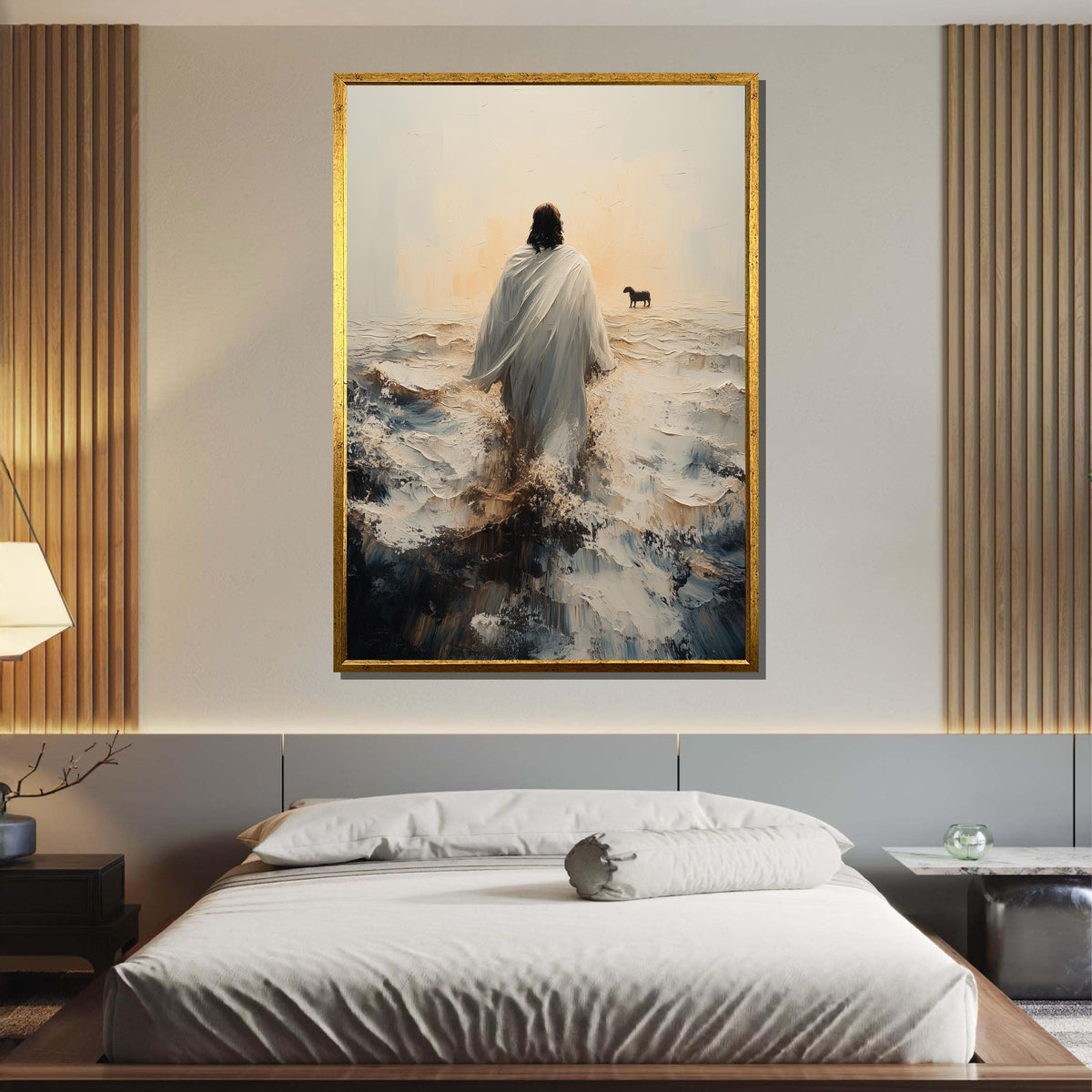 Jesus Walking Toward Lost Lamb, Spiritual Canvas Art, Faith Wall Decor, Religious Art Print, Ready to Hang, Inspirational Christian Artwork