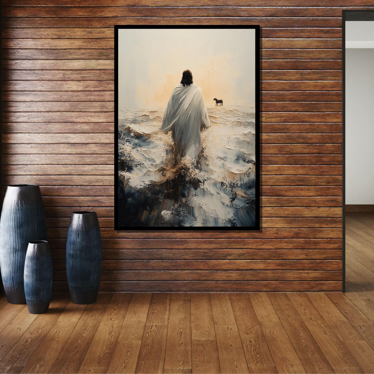 Jesus Walking Toward Lost Lamb, Spiritual Canvas Art, Faith Wall Decor, Religious Art Print, Ready to Hang, Inspirational Christian Artwork