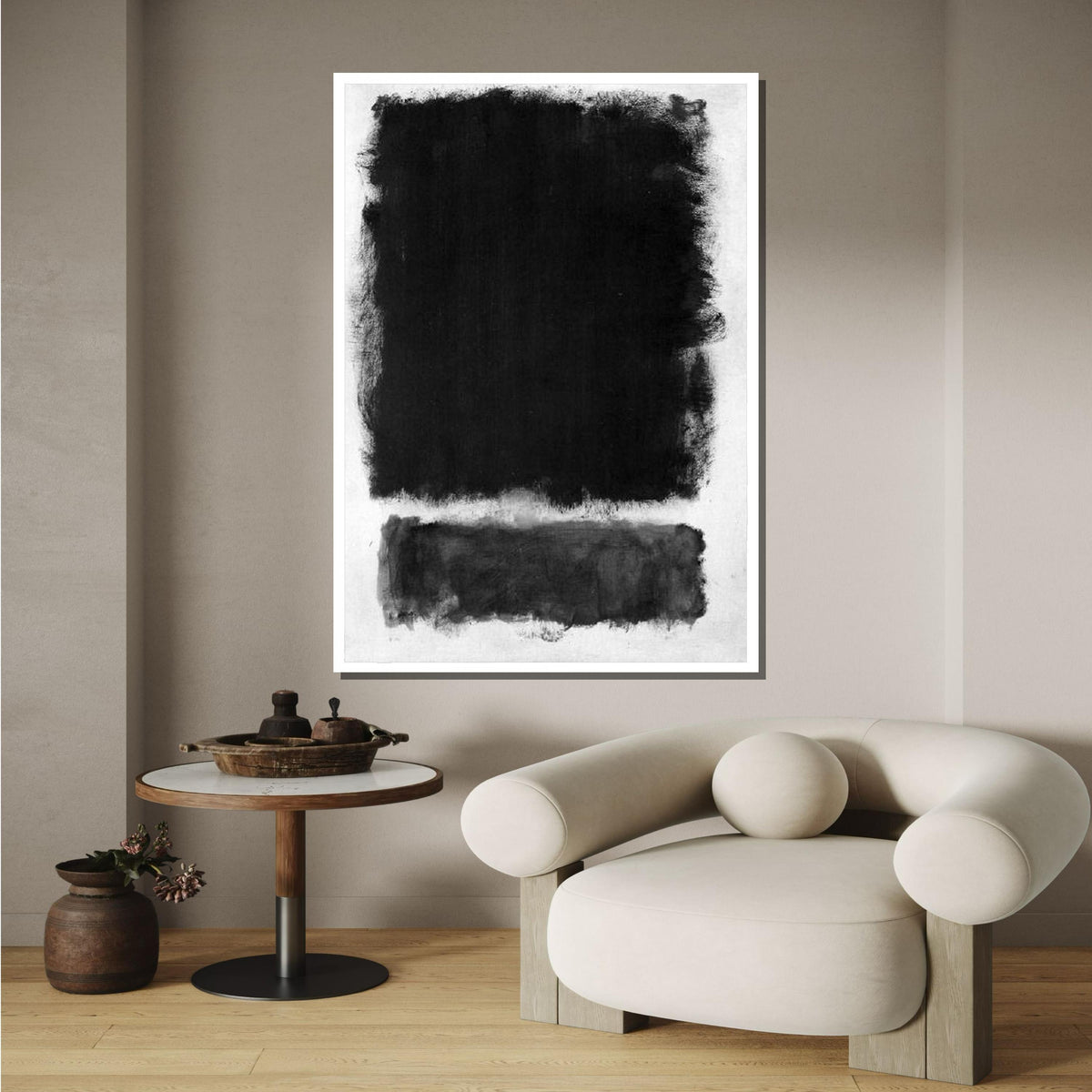 Black-White Mark Rothko Framed Canvas,Mark Rothko Wall Art,Art Reproduction,Rothko Reproduction,Rothko Print Poster,Abstract Canvas Art