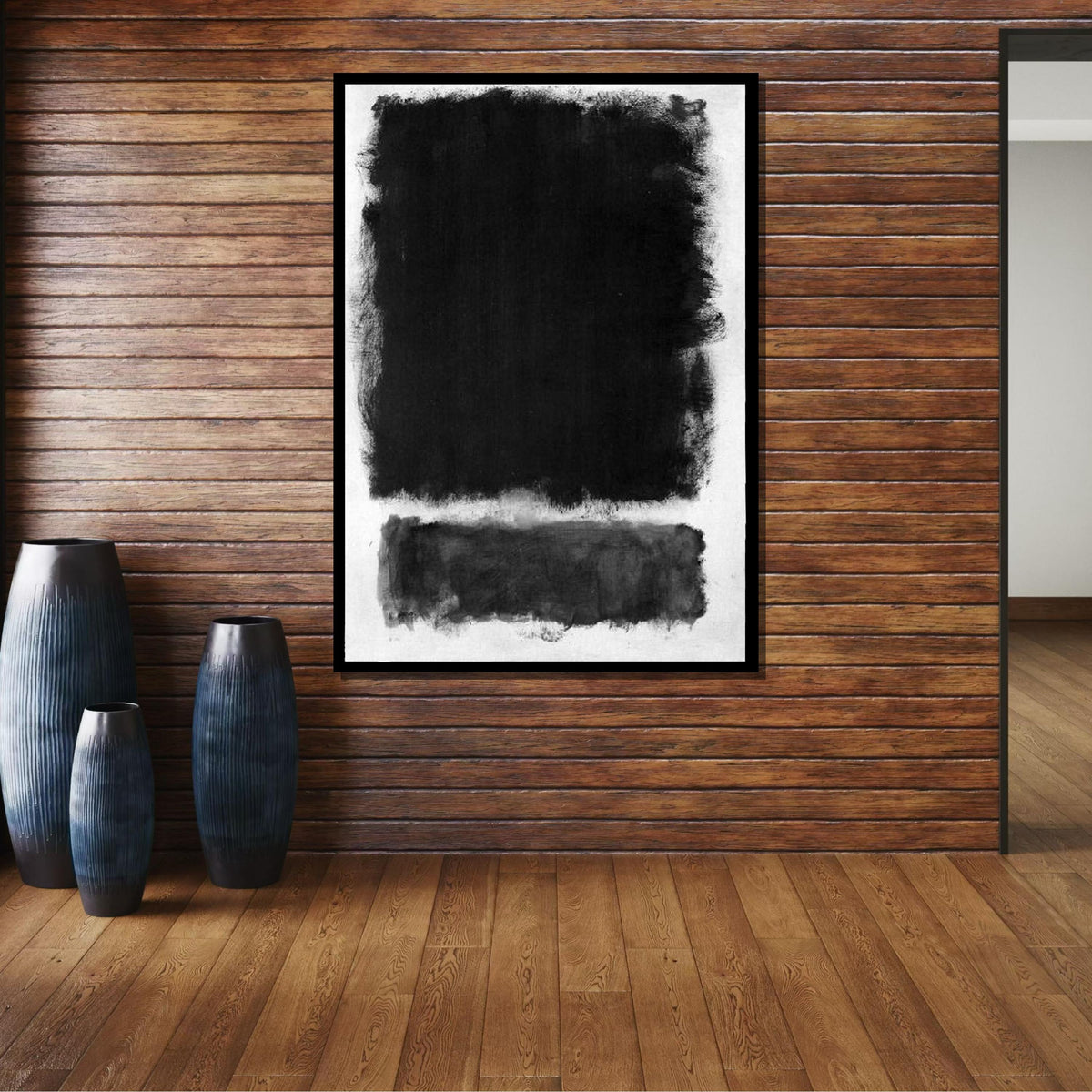 Black-White Mark Rothko Framed Canvas,Mark Rothko Wall Art,Art Reproduction,Rothko Reproduction,Rothko Print Poster,Abstract Canvas Art