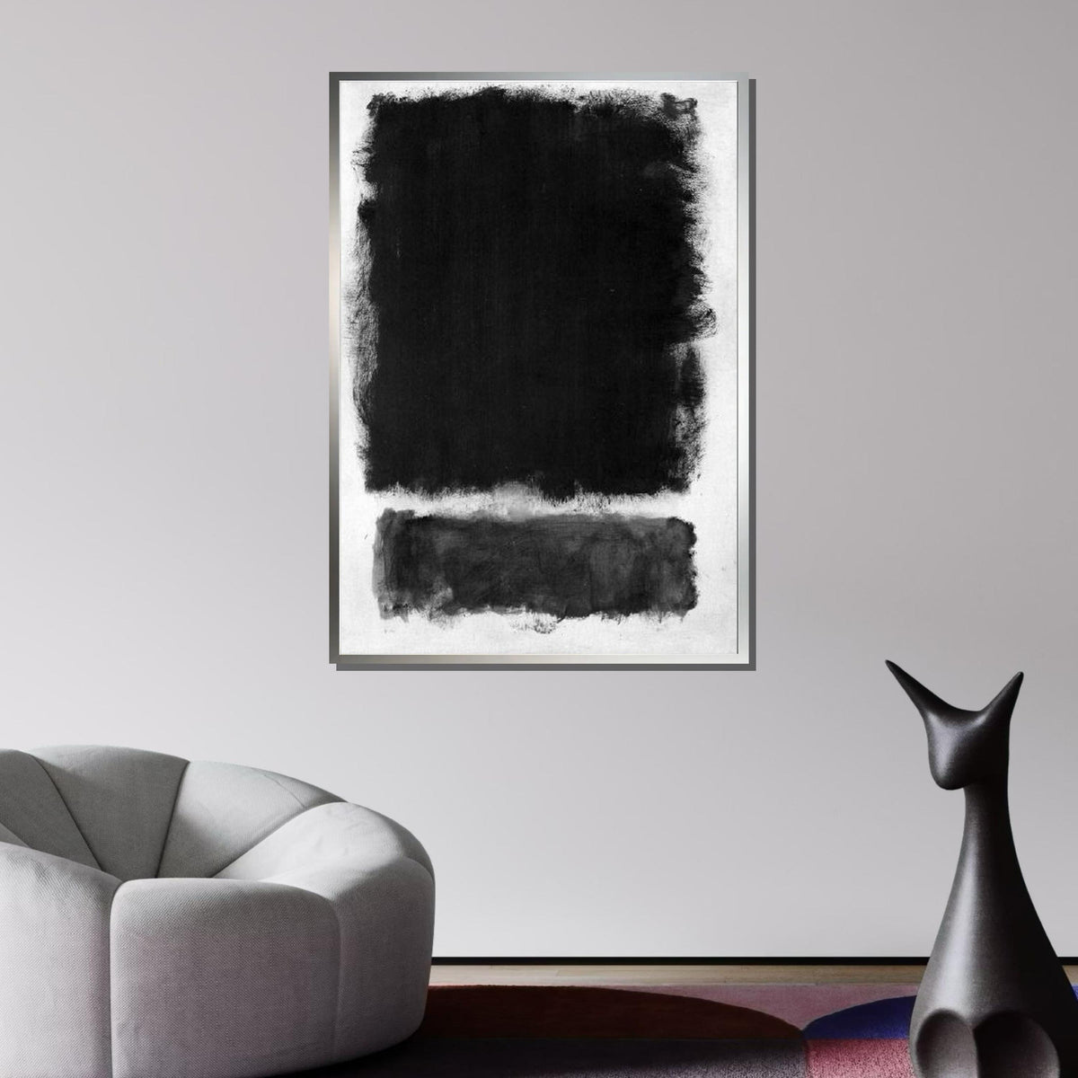 Black-White Mark Rothko Framed Canvas,Mark Rothko Wall Art,Art Reproduction,Rothko Reproduction,Rothko Print Poster,Abstract Canvas Art