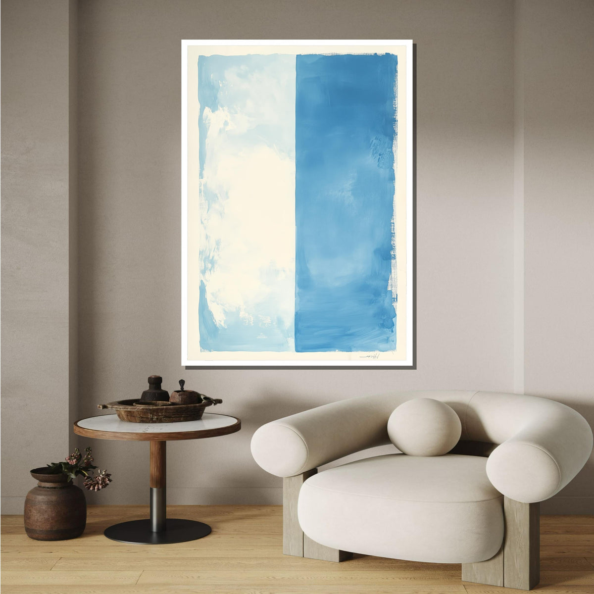 Blue-White Mark Rothko Framed Canvas,Mark Rothko Wall Art, Art Reproduction,Rothko Reproduction,Rothko Print Poster, Famous, Canvas Wall Art