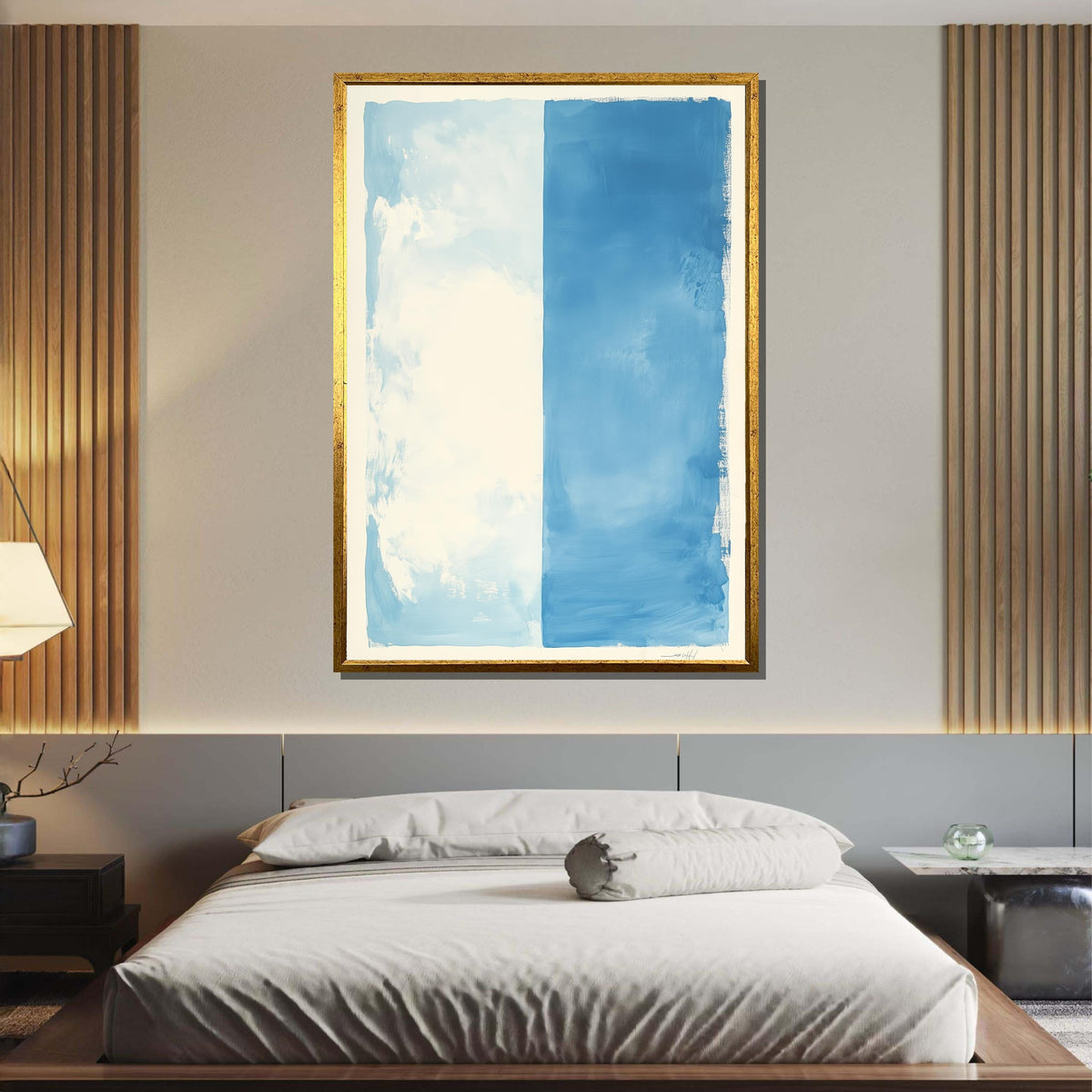 Blue-White Mark Rothko Framed Canvas,Mark Rothko Wall Art, Art Reproduction,Rothko Reproduction,Rothko Print Poster, Famous, Canvas Wall Art