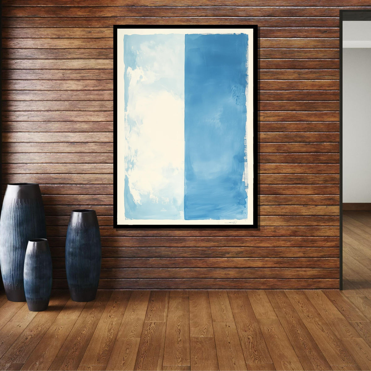 Blue-White Mark Rothko Framed Canvas,Mark Rothko Wall Art, Art Reproduction,Rothko Reproduction,Rothko Print Poster, Famous, Canvas Wall Art
