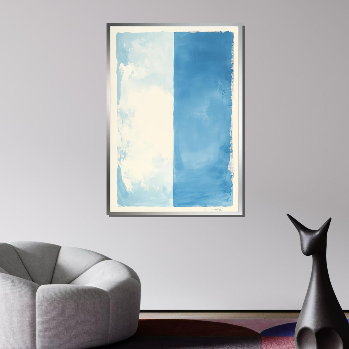 Blue-White Mark Rothko Framed Canvas,Mark Rothko Wall Art, Art Reproduction,Rothko Reproduction,Rothko Print Poster, Famous, Canvas Wall Art