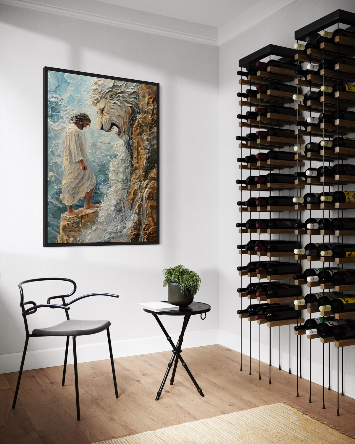 Lion of Judah and Jesus Canvas Print - 3D Jesus Painting, Dramatic Christian Faith Wall Art for Living Room Decor