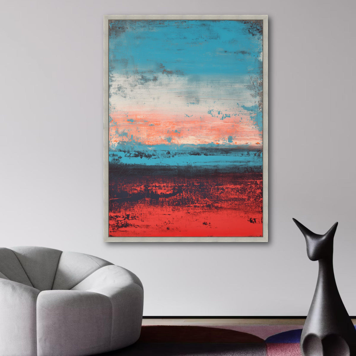 Abstract Horizon Layers Canvas, Modern Color Block Wall Art, Mark Rothko Inspired Canvas, Bold Red wall decoration, canvas print, wall art