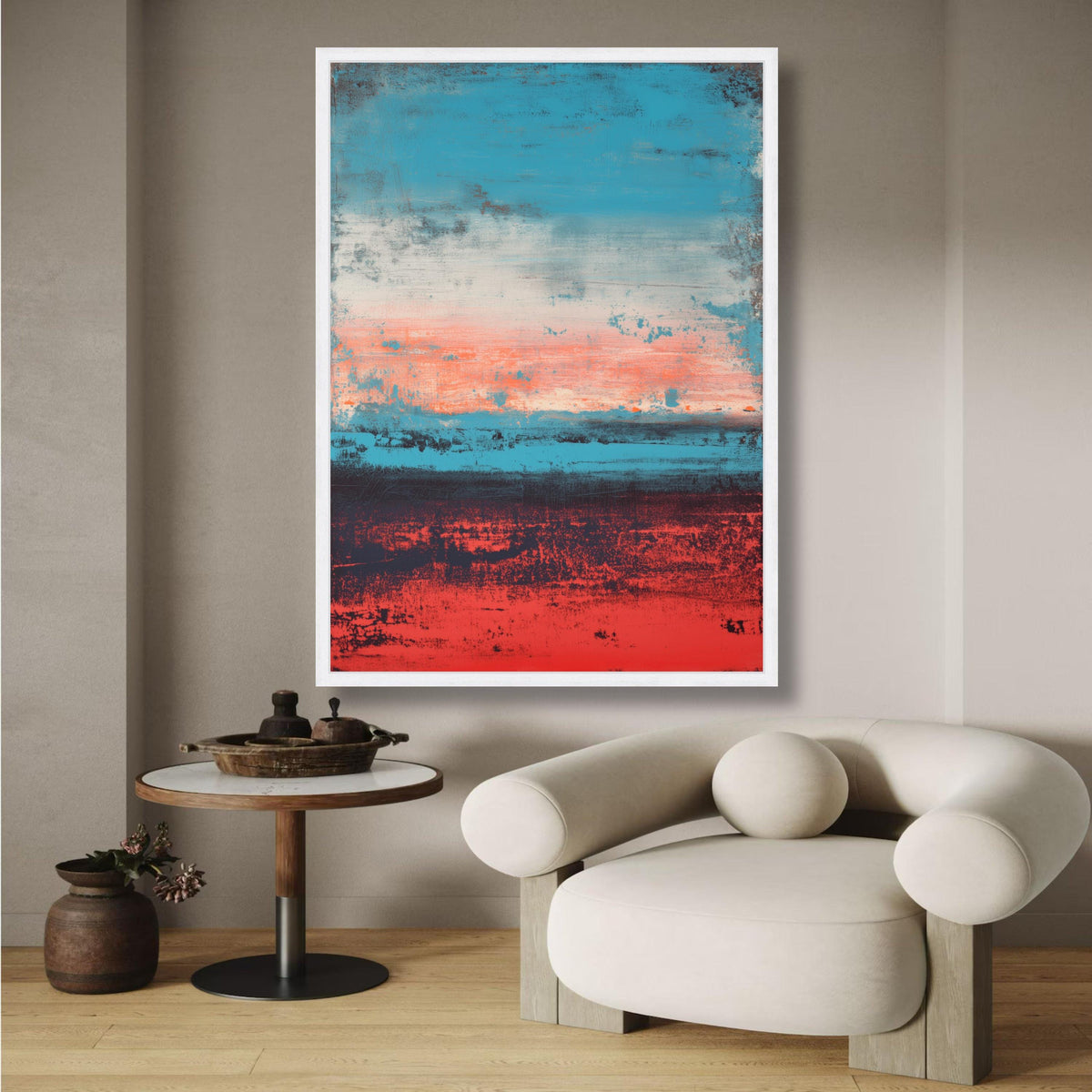 Abstract Horizon Layers Canvas, Modern Color Block Wall Art, Mark Rothko Inspired Canvas, Bold Red wall decoration, canvas print, wall art