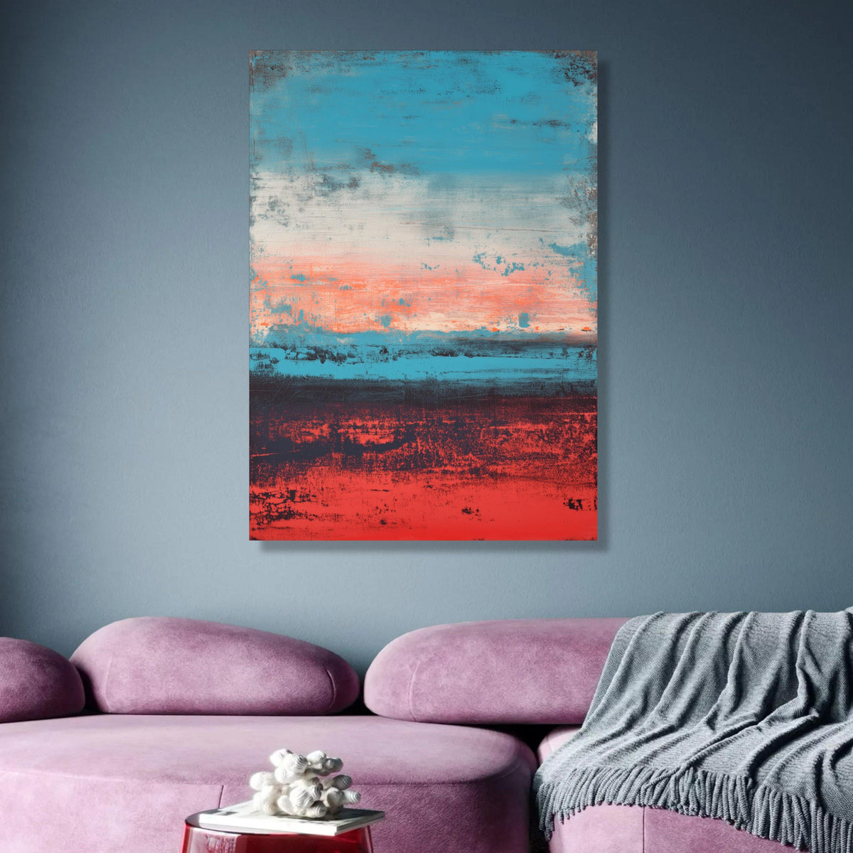 Abstract Horizon Layers Canvas, Modern Color Block Wall Art, Mark Rothko Inspired Canvas, Bold Red wall decoration, canvas print, wall art