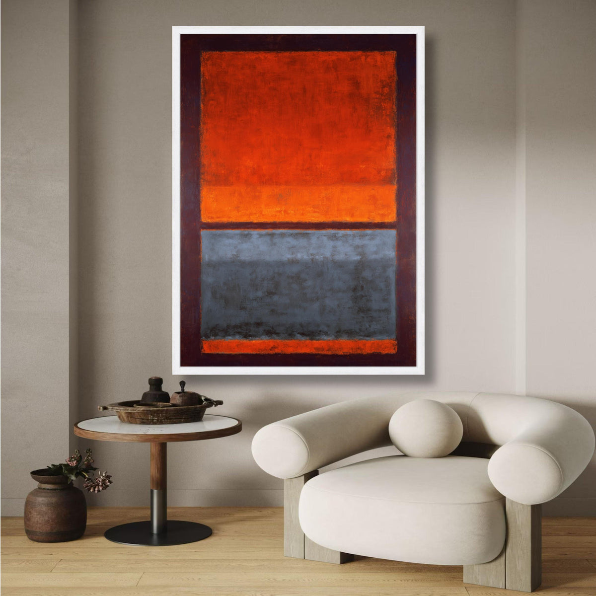 Mark Rothko Abstract Canvas Wall Art, Modern Color Field Painting, Red and Gray Geometric Canvas, wall decoration, canvas print, wall art