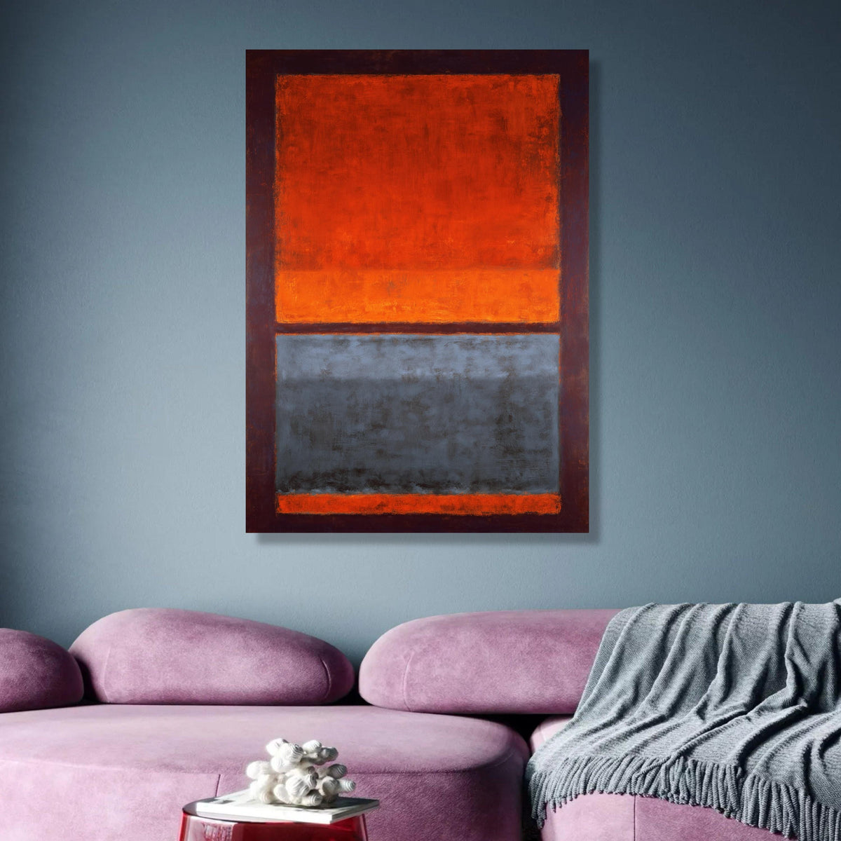 Mark Rothko Abstract Canvas Wall Art, Modern Color Field Painting, Red and Gray Geometric Canvas, wall decoration, canvas print, wall art