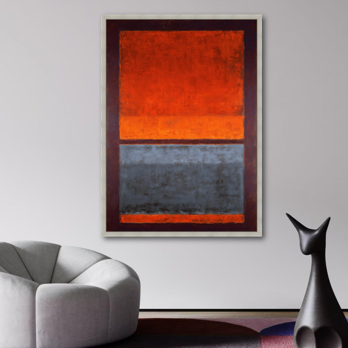 Mark Rothko Abstract Canvas Wall Art, Modern Color Field Painting, Red and Gray Geometric Canvas, wall decoration, canvas print, wall art