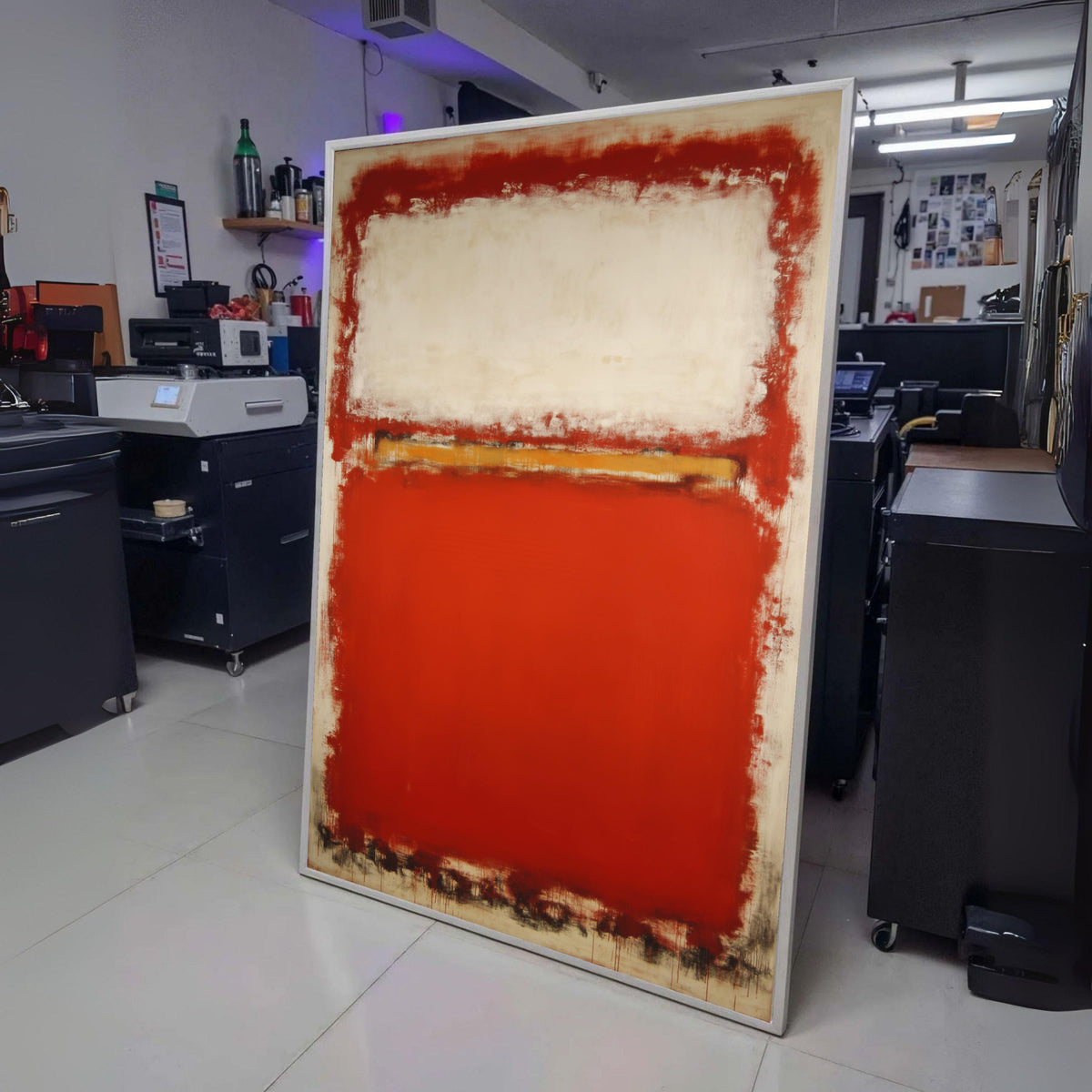 Abstract Mark Rothko Style Canvas, Bold Red and Cream Color Blocks, Modern Minimalist Wall Art, wall decoration, canvas print, wall art