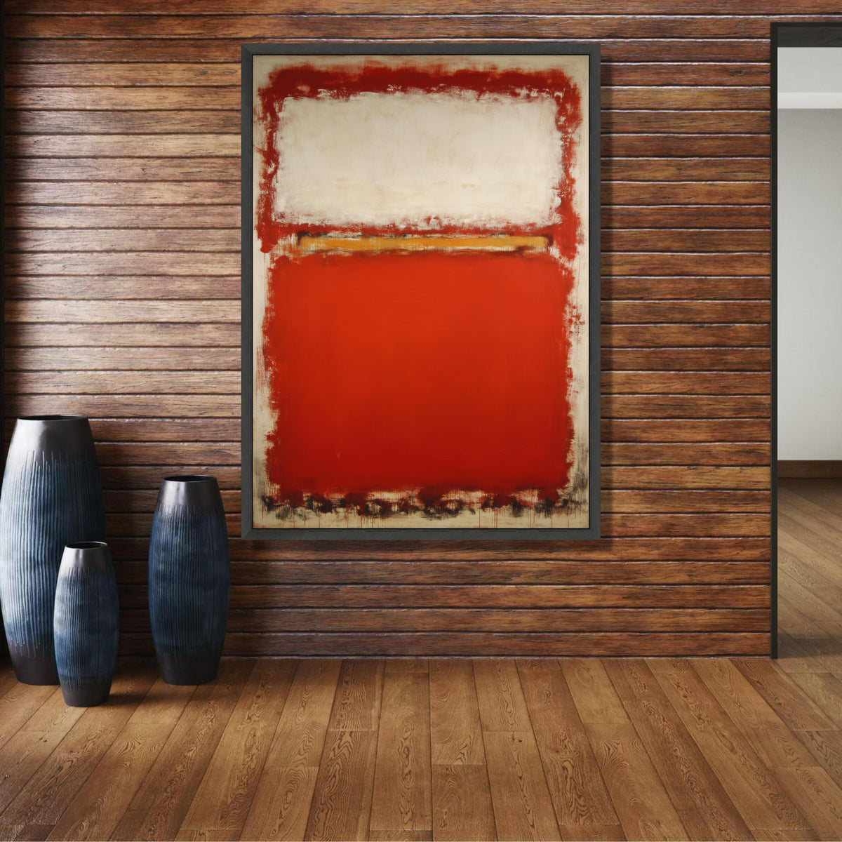 Abstract Mark Rothko Style Canvas, Bold Red and Cream Color Blocks, Modern Minimalist Wall Art, wall decoration, canvas print, wall art