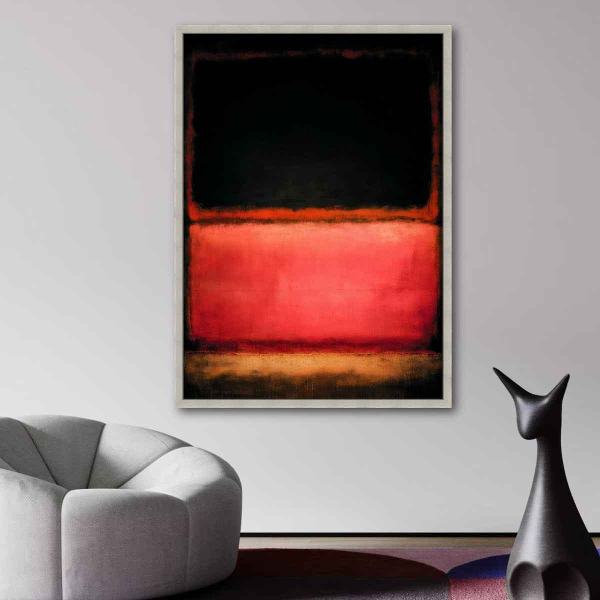 Abstract Color Field Canvas Wall Art, Mark Rothko Inspired, Modern Minimalist Red Black Orange wall decoration, canvas print, wall art
