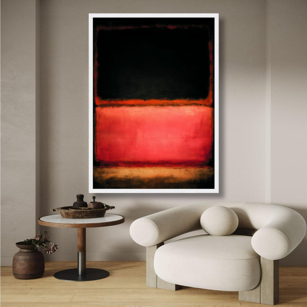 Abstract Color Field Canvas Wall Art, Mark Rothko Inspired, Modern Minimalist Red Black Orange wall decoration, canvas print, wall art