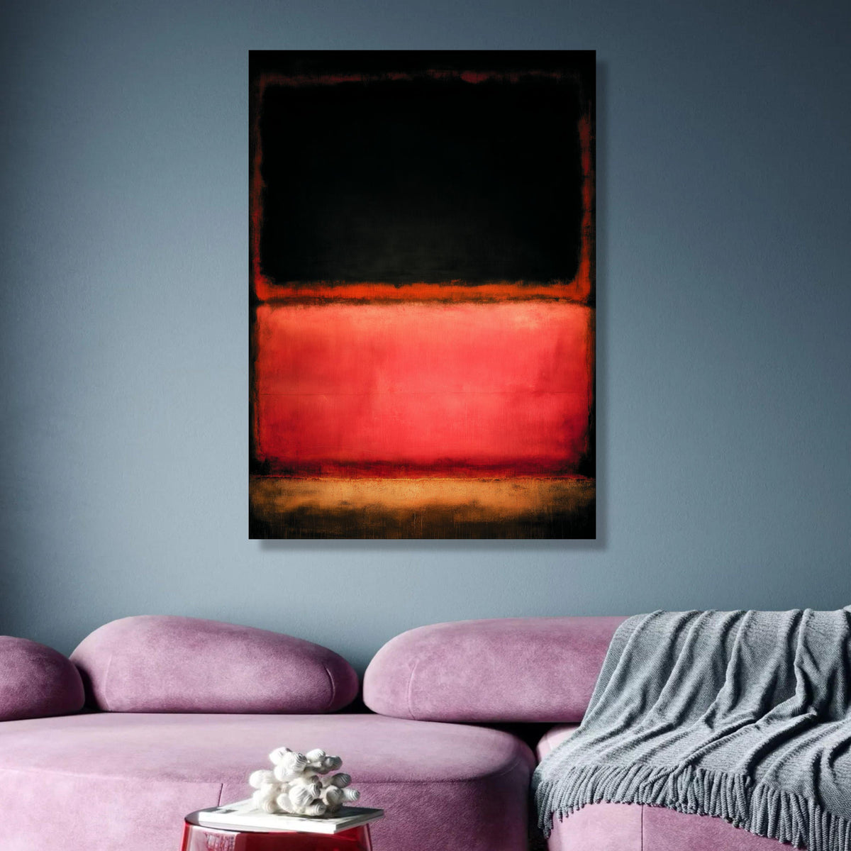 Abstract Color Field Canvas Wall Art, Mark Rothko Inspired, Modern Minimalist Red Black Orange wall decoration, canvas print, wall art