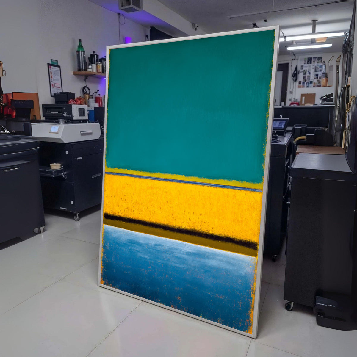 Abstract Color Block Canvas, Mark Rothko Style Wall Art, Modern Blue Yellow Painting, Minimalist wall decoration, canvas print, wall art
