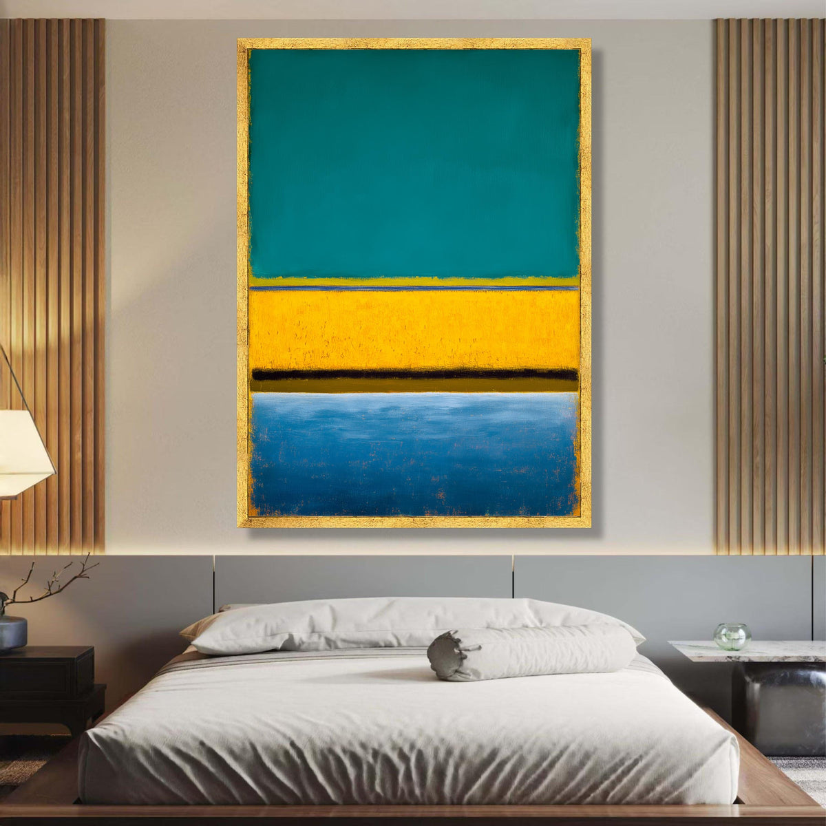 Abstract Color Block Canvas, Mark Rothko Style Wall Art, Modern Blue Yellow Painting, Minimalist wall decoration, canvas print, wall art