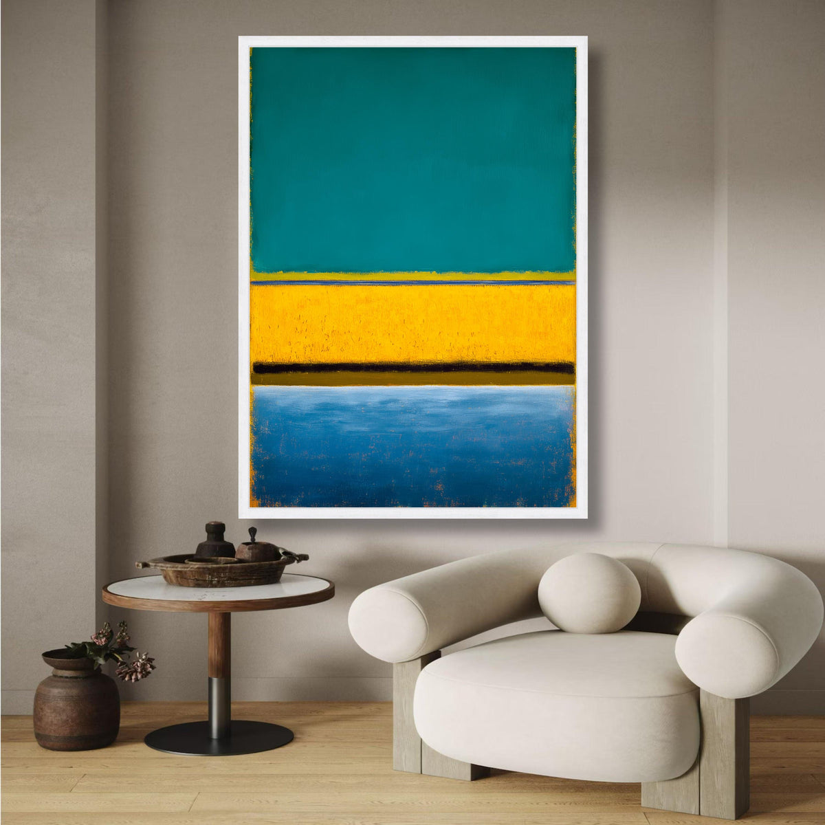 Abstract Color Block Canvas, Mark Rothko Style Wall Art, Modern Blue Yellow Painting, Minimalist wall decoration, canvas print, wall art